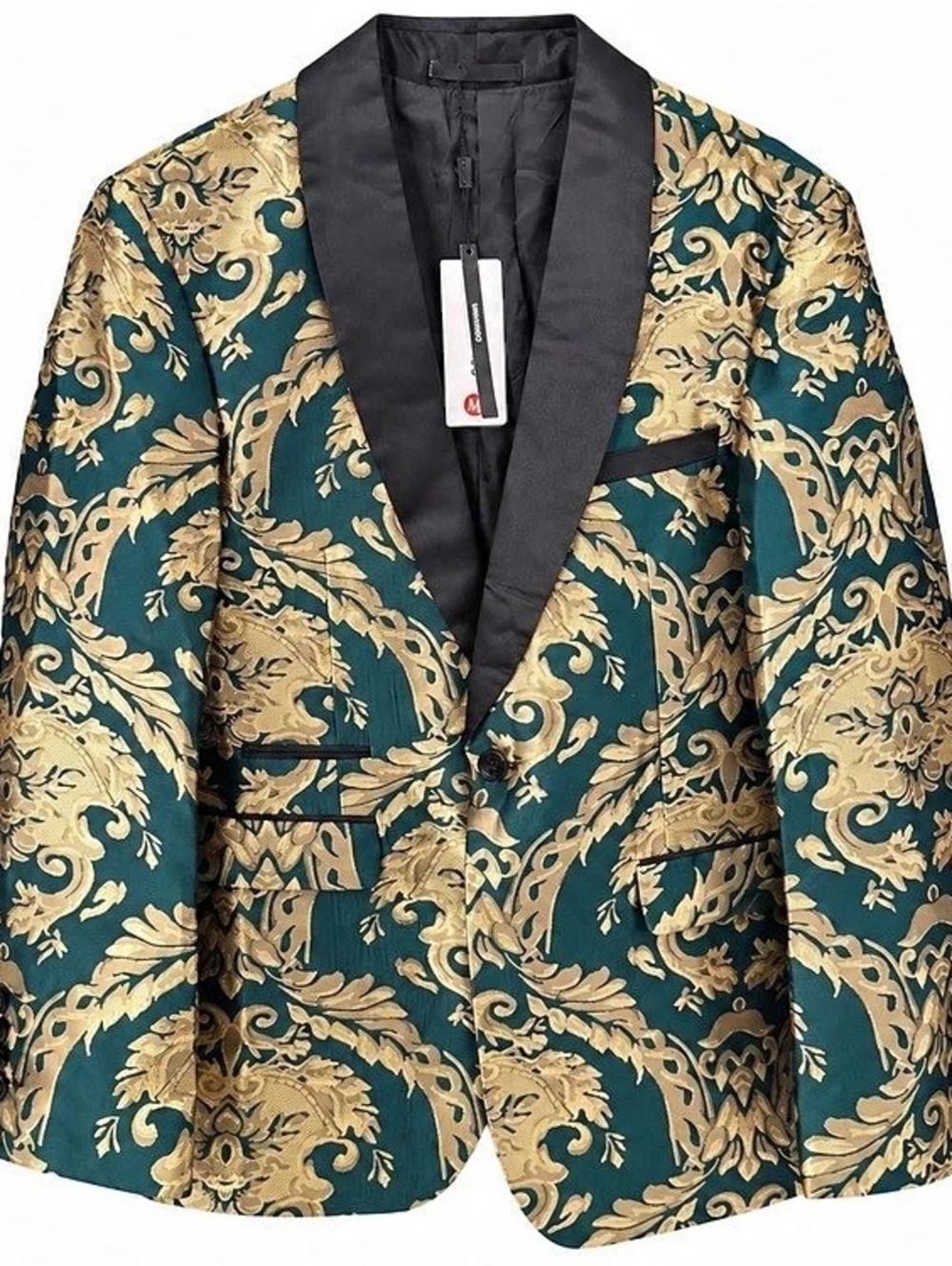 Uninnukoo Paisley Blazer in Green & Gold Size Medium NWT